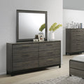 Antique Grey Wood 6 Drawers Dresser and Mirror A2063