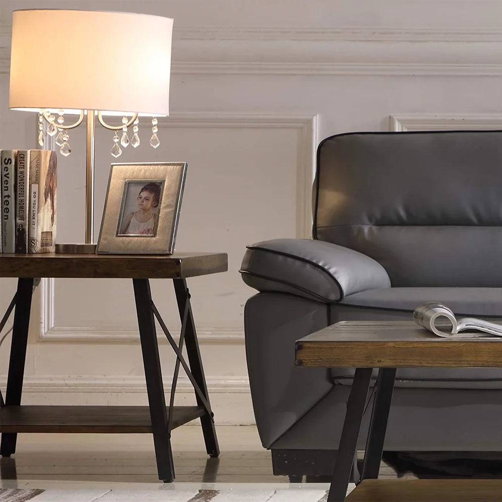 Wood Square Side End Table with Storage Shelf D9512