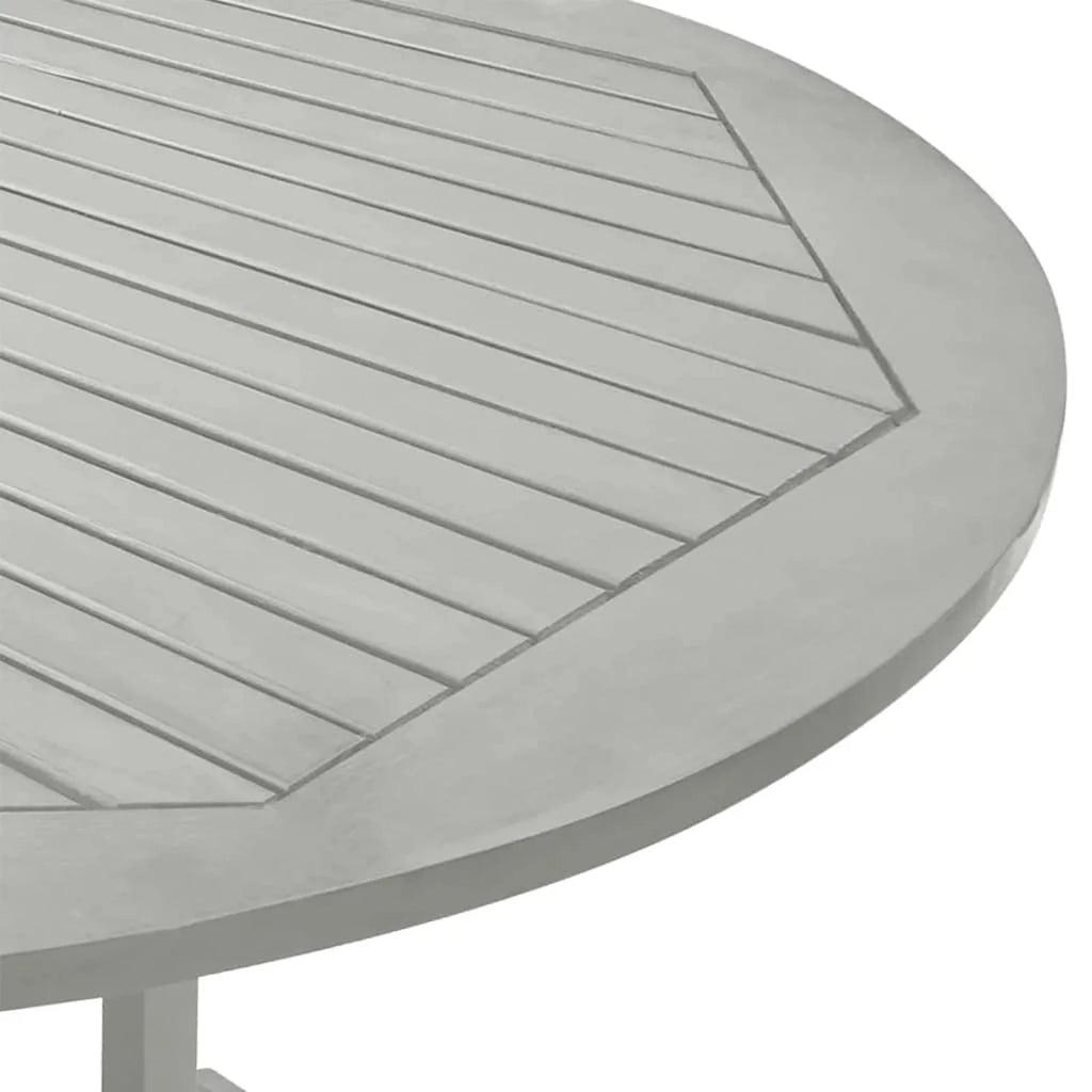 Gray Acacia Wood Extendable Oval Outdoor Dining Table with Umbrella Hole L531821
