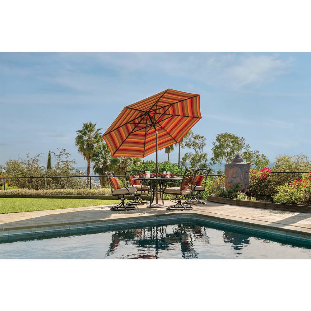Bronze 9 ft. Octagon Sunbrella Push Button Tilt Umbrella I8087