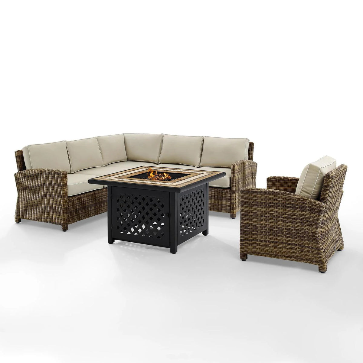 5Pc Outdoor Wicker Sectional Set Sangria/Weathered Brown C253687