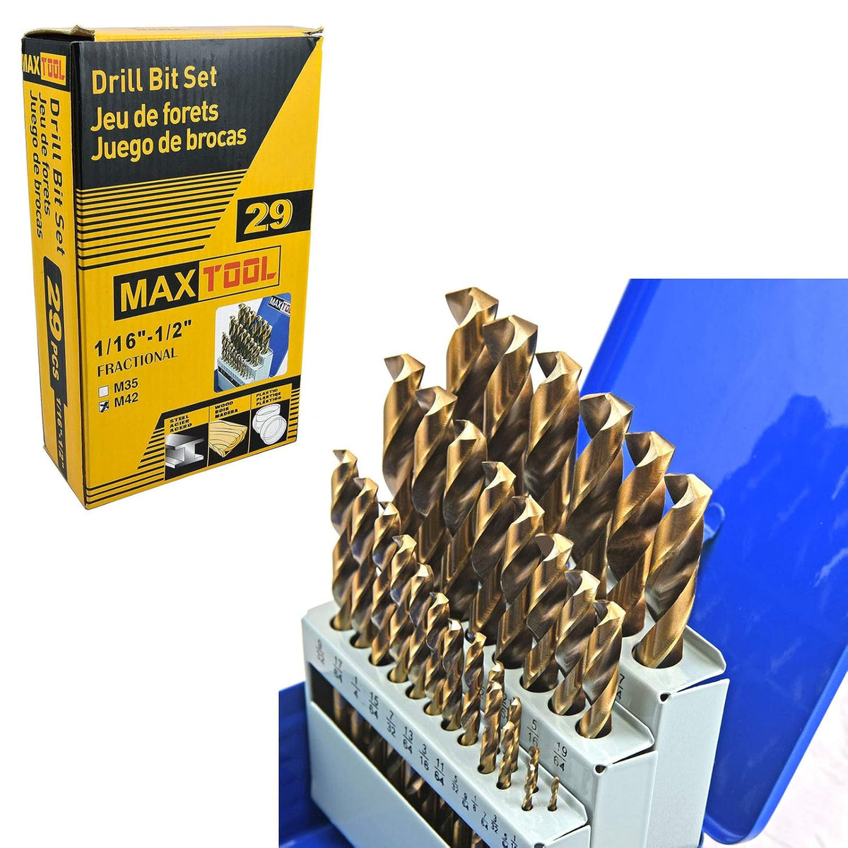 29 Piece Cobalt HSS M42 Twist Drill Bit Set C8315