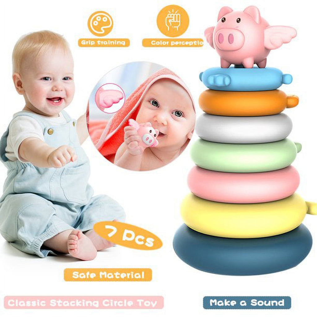 7 Pcs Soft Stacking Rings Toy C578812