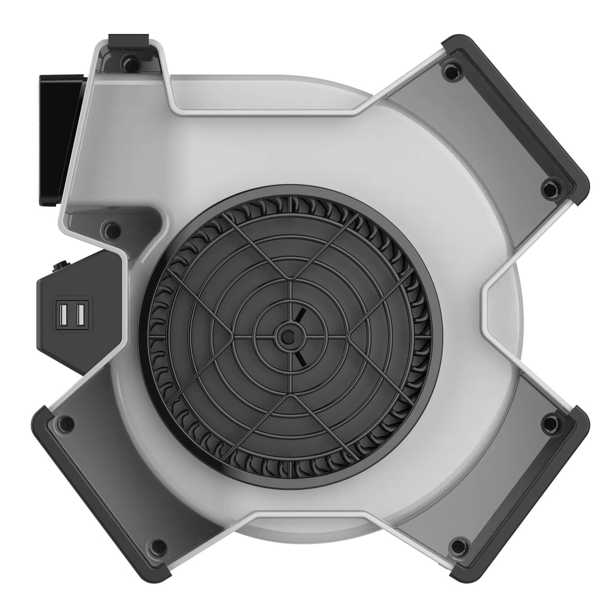 11" 6 Position Blower Fan with Outlet and USB Ports, Gray P996