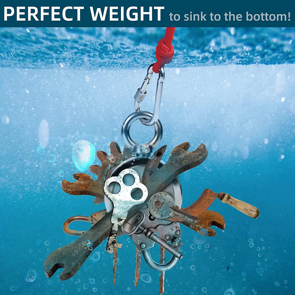 Double Side Neodymium Fishing Magnet Kit with Rope and Carabiner N189264