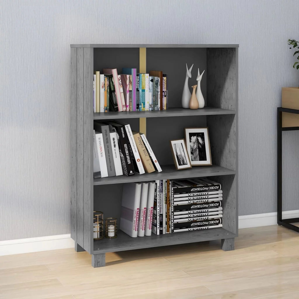 Dark Gray Solid Wood Pine Book Cabinet F45851