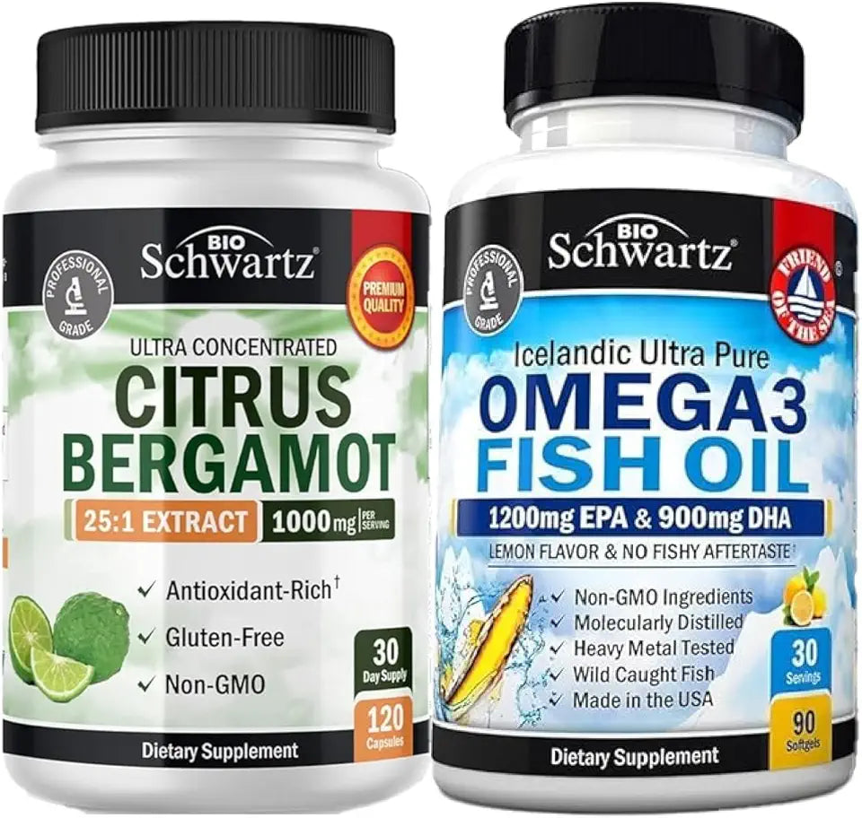 Omega 3 Fish Oil Softgels Plus 1000mg Citrus Bergamot Supplement B99936
