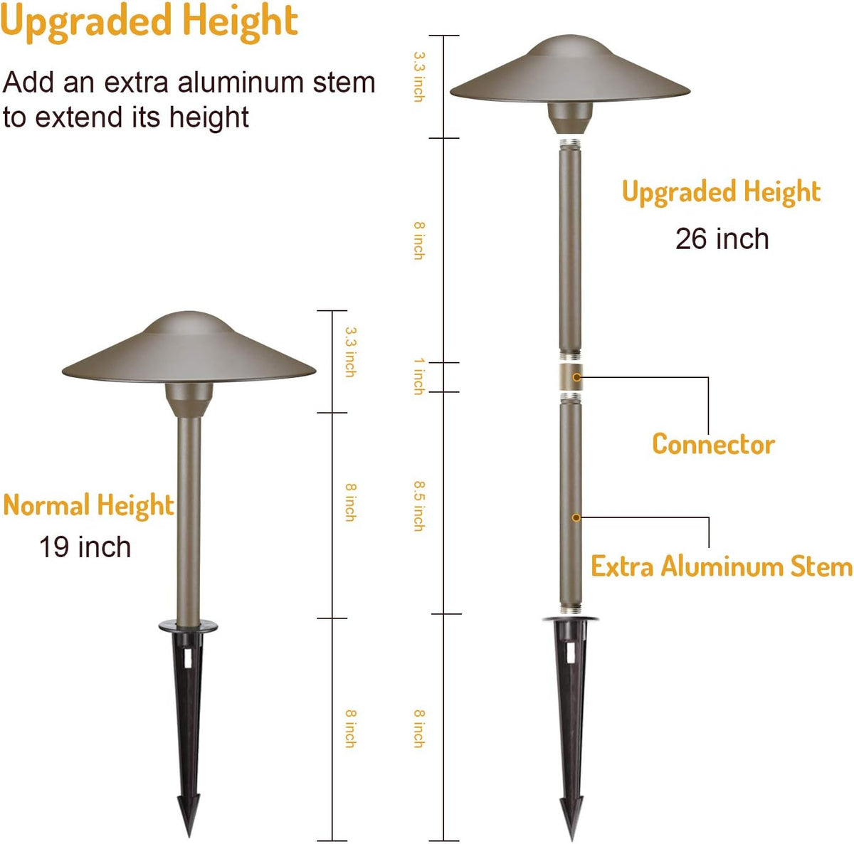 Bronze Cast-Aluminum Outdoor Path Light 8PK P34235