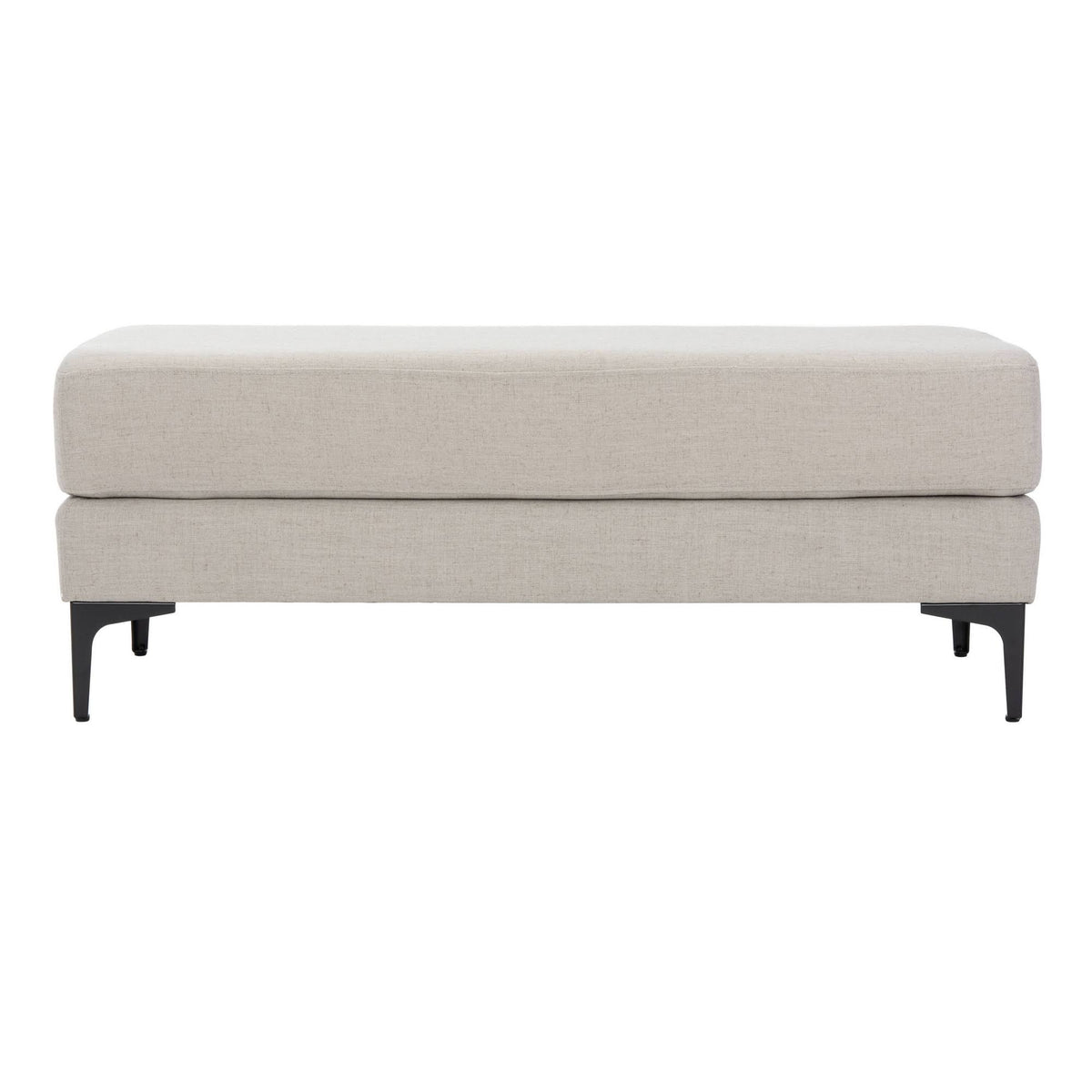 Rectangular Bench Light Grey Linen Black B100031
