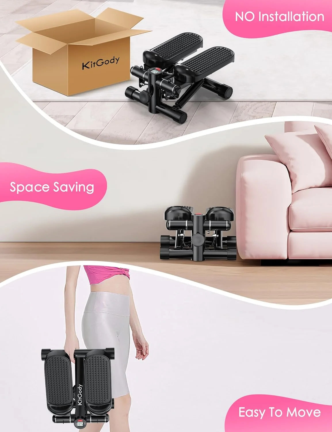 Stair Stepper with Resistance Bands and Digital Monitor X7362