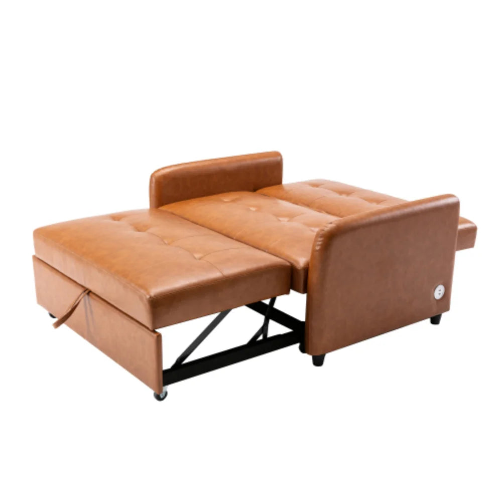 51" Convertible Sleeper Bed, Adjustable Oversized Armchair with Dual USB Ports S40146