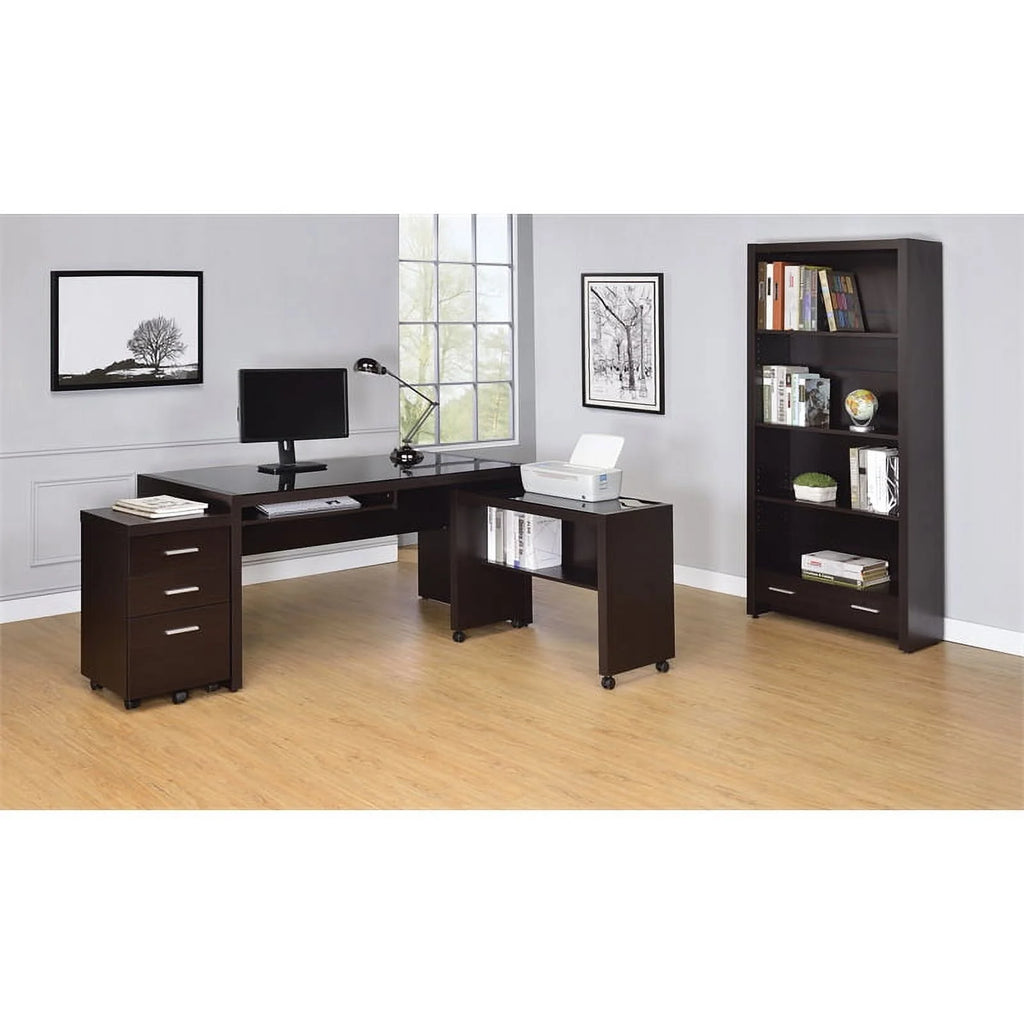 4 Piece Set with Desk Mobile File Cabinet Office Chair and Bookcase L435621