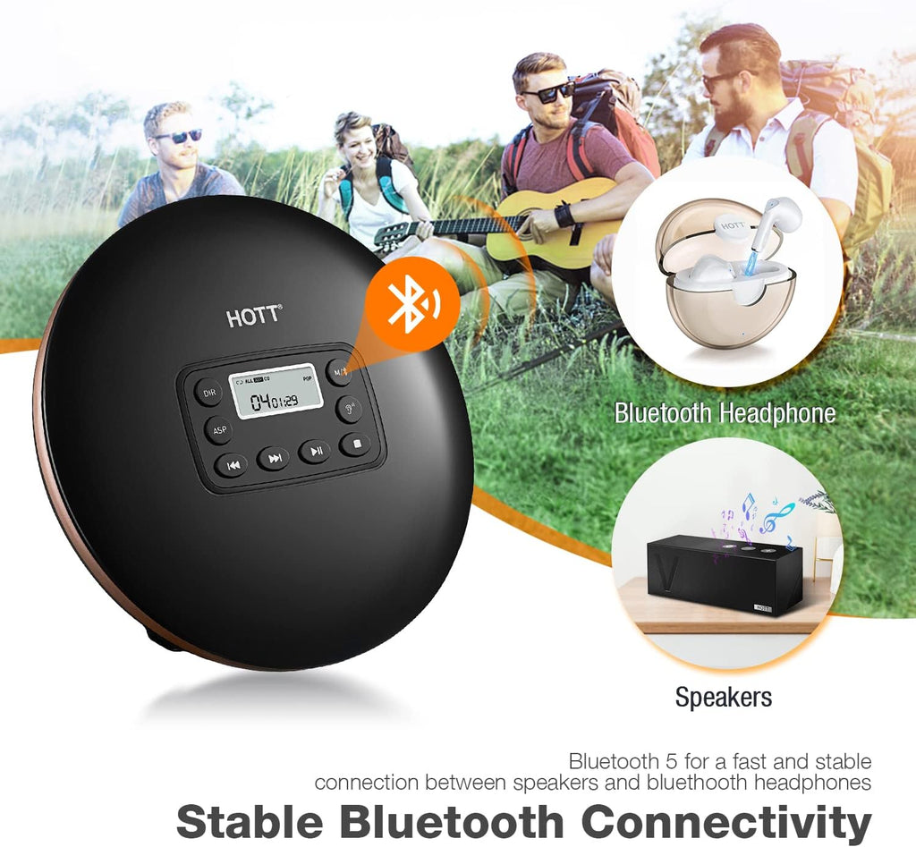 Bluetooth Portable CD Player with Stereo Headphones K348819