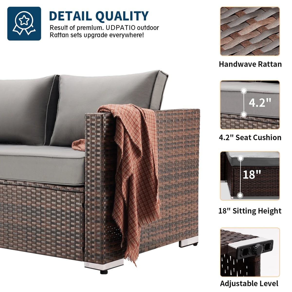 Modular Rattan Wicker 5PCS Patio Sofa Set W5340