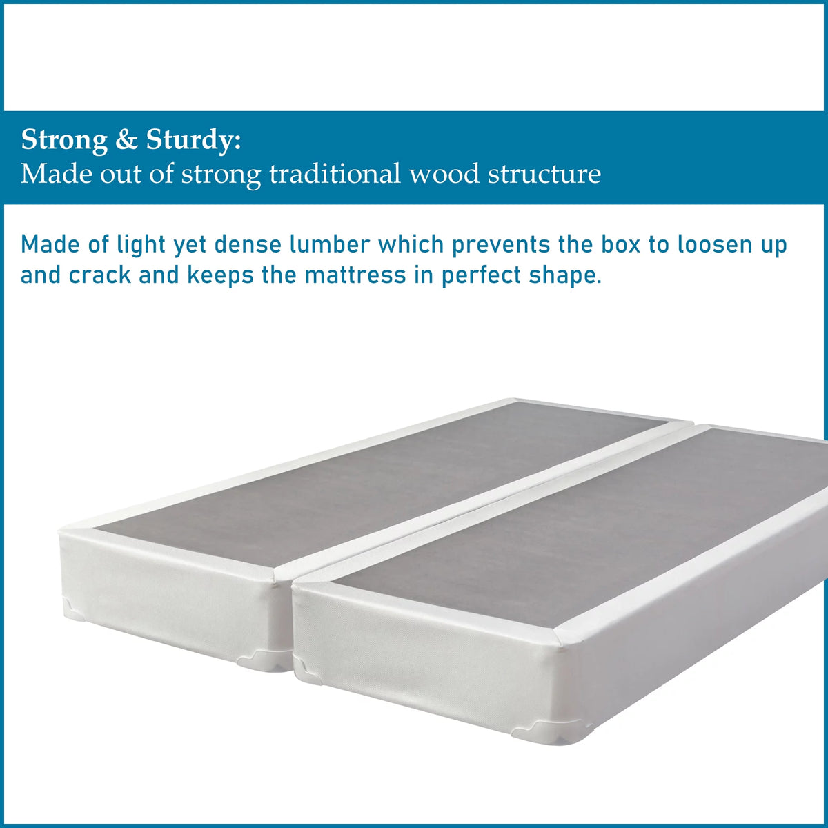 4" Split Fully Assembled Wood Box Spring, Queen, White L626988