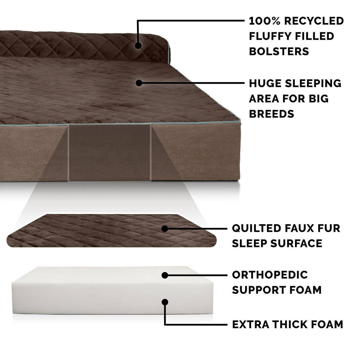 Espresso Velvet L-Chaise Dog Bed F618982