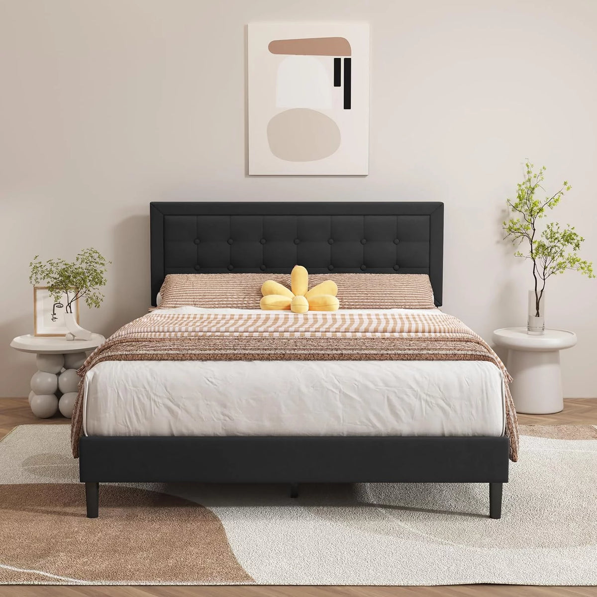 Pink Velvet Upholstered Platform Bed Frame Twin Size M656