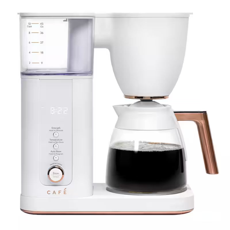 Matte White 10 Cup Drip Coffee Maker with Glass Carafe W897