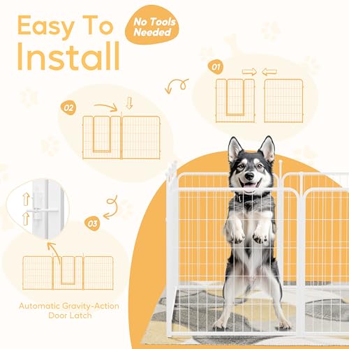 32 Inch 8 Panels Heavy Duty Metal Dog Playpen T57154
