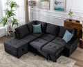 Black L Shape Sectional Sofa with Storage D3639