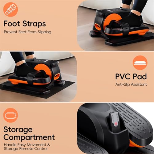 Under Desk Elliptical Machine, Quiet Portable Mini Electric Seated Pedal Exerciser, 12 Adjustable Speeds F6611