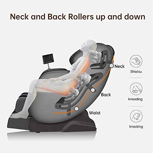 Full Body Dual-core S Track Shiatsu Massage Recliner with Zero Gravity, APP, LCD, Heat, Bluetooth, Black L39625