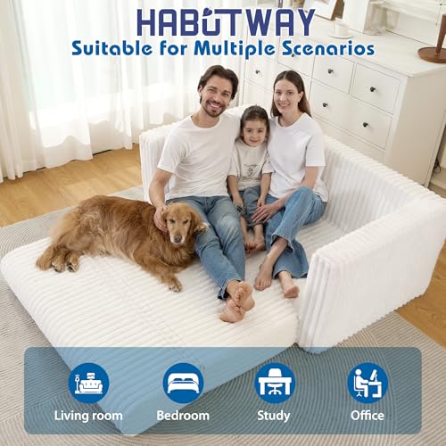 Beige 2-in-1 Folding Sofa Bed with Armrest H33365