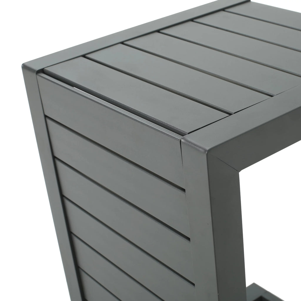 Gray Aluminum C-Shaped Side Table D934