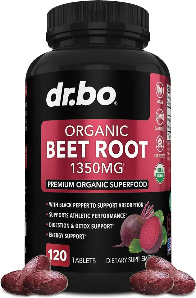 Organic Beet Root Capsules Supplements - 1350mg Beetroot Powder Extract Pills, 120 Beets Tablets E7703