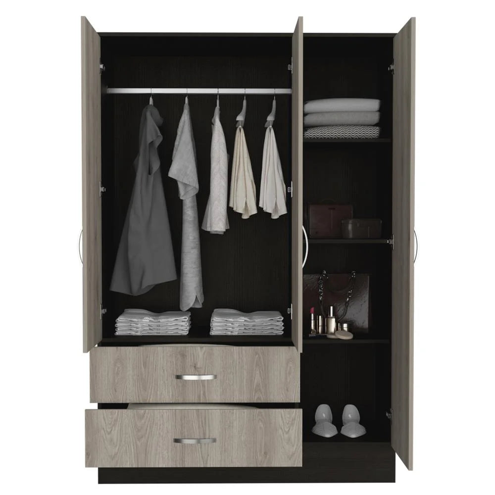 Black Light Gray Mirrored Armoire O8235