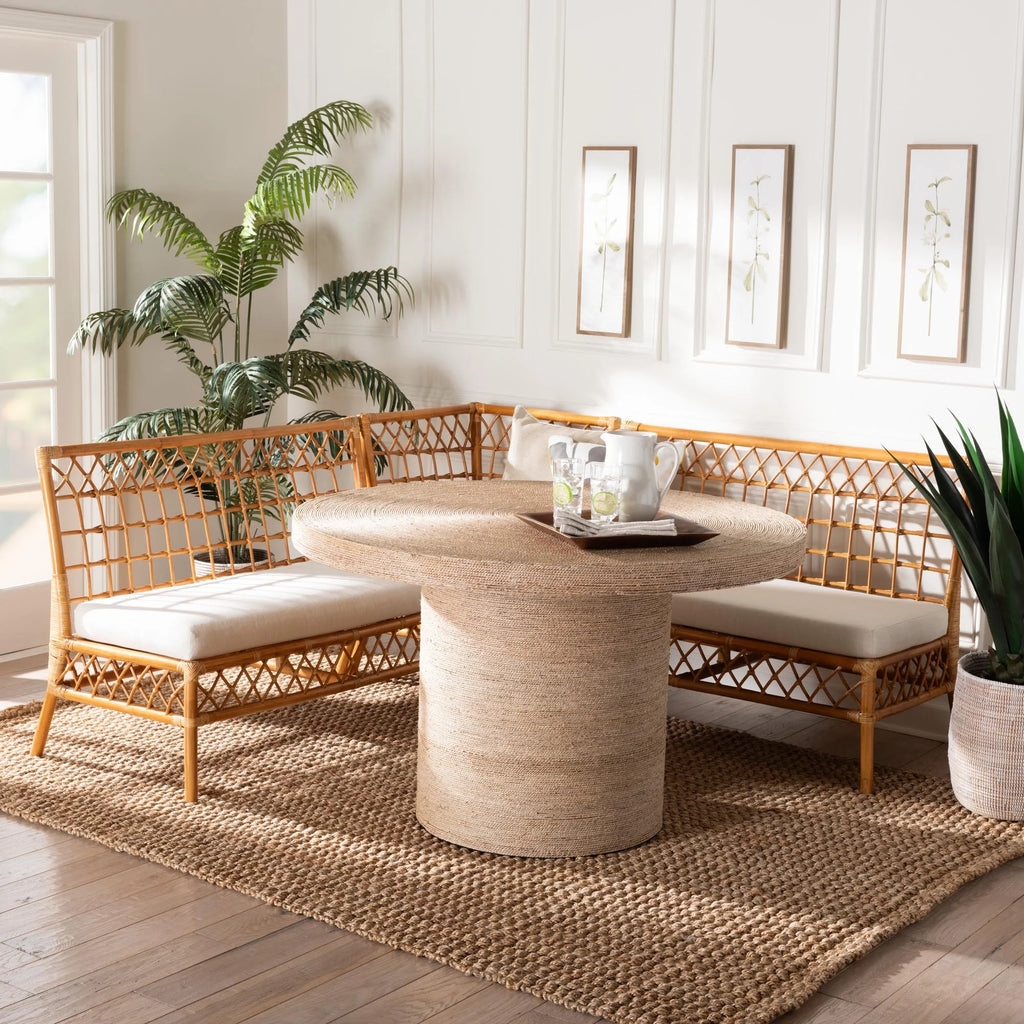 Honey Rattan 4-Piece Dining Nook Set F1624
