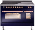 48 Induction Range with Electric Oven in Blue with Copper Trim T288