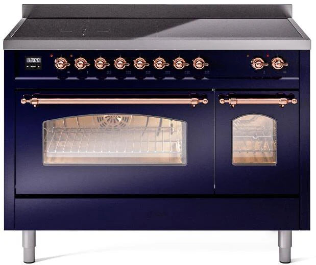 48 Induction Range with Electric Oven in Blue with Copper Trim T288