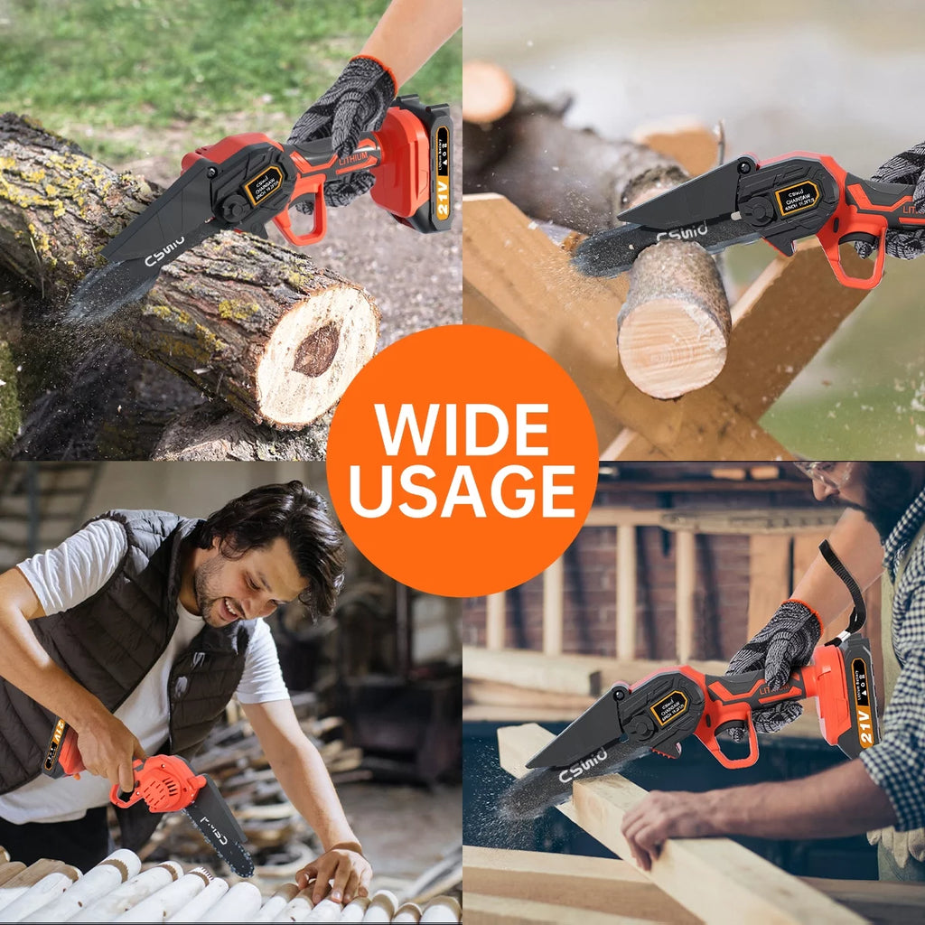 Cordless Mini Chainsaw with 2 Batteries 2 Chains C7704
